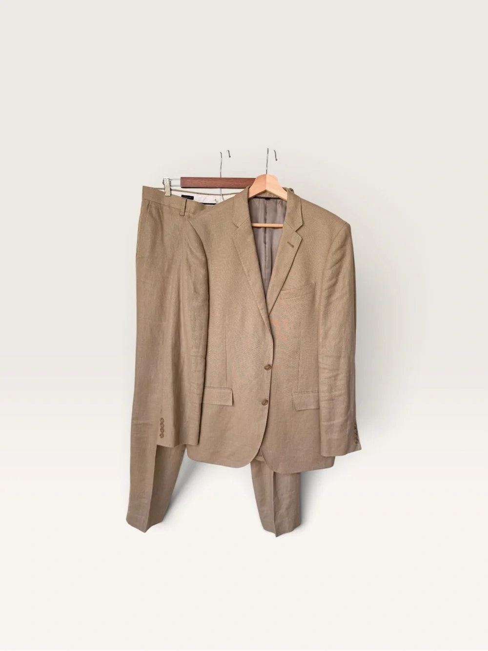 J.Crew Full Ludlow Linen Suit in Camel Tan Pants/Jacket, size 40 L Baird McNutt